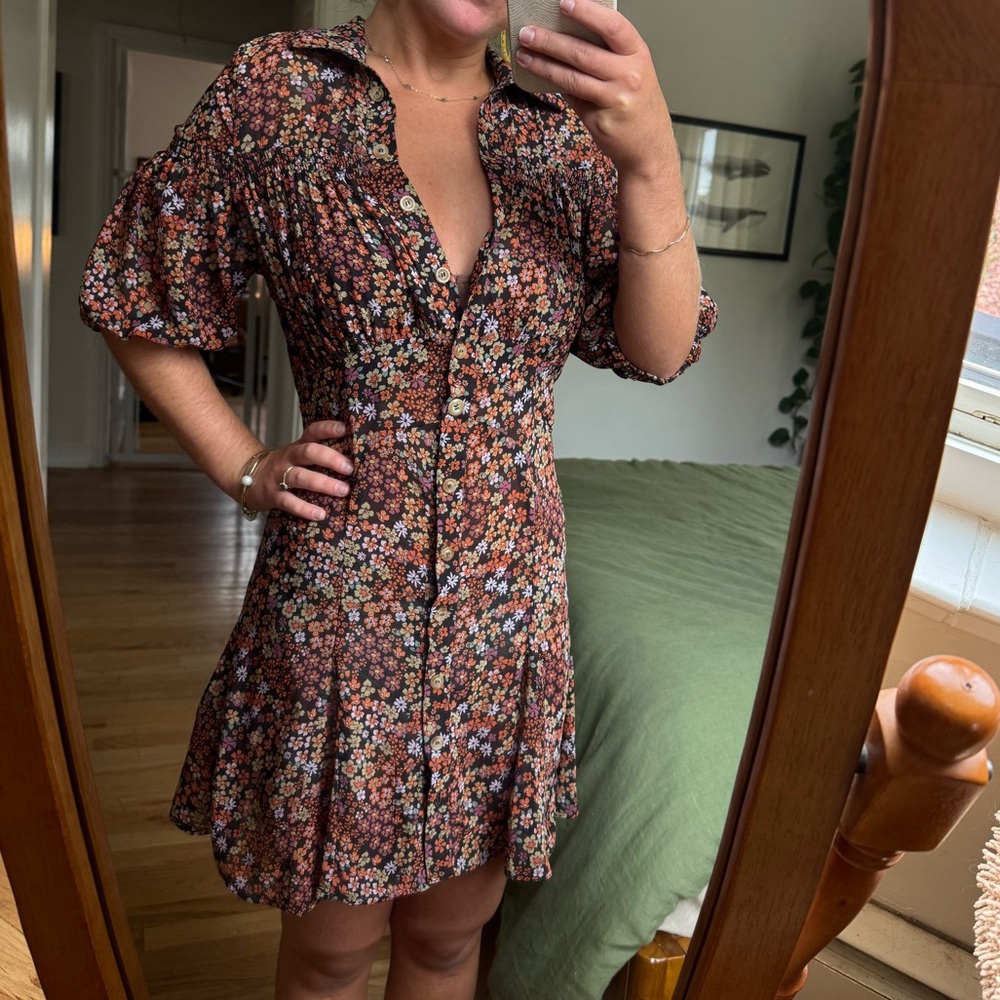 Free People Bonnie Dress in Black Floral